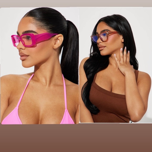 Fashion Nova Pink clear, nude clear & red sunglasses, only tried on. - Picture 4 of 5